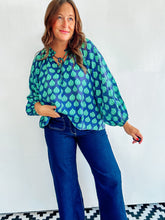 Load image into Gallery viewer, Navy &amp; Green Printed Top