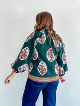 Load image into Gallery viewer, Forest Green Block Print Top
