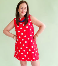 Load image into Gallery viewer, Red Polka Dot Shift Dress