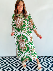 Green Printed Midi