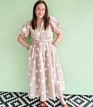 Load image into Gallery viewer, Taupe Polka Dot Midi