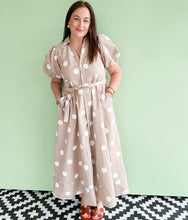 Load image into Gallery viewer, Taupe Polka Dot Midi