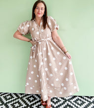 Load image into Gallery viewer, Taupe Polka Dot Midi