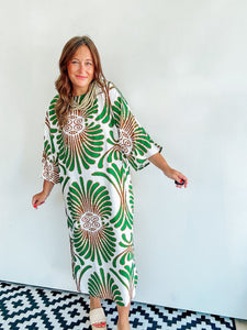 Green Printed Midi