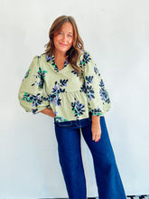 Load image into Gallery viewer, Green Floral Peplum Top