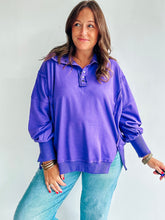 Load image into Gallery viewer, Purple Snap Collar Pullover