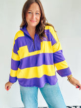 Load image into Gallery viewer, Purple &amp; Gold Rugby Pullover