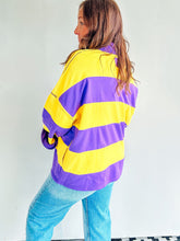 Load image into Gallery viewer, Purple &amp; Gold Rugby Pullover