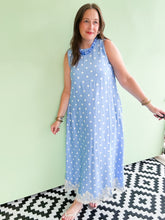 Load image into Gallery viewer, Blue &amp; White Polka Dot Midi