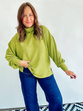 Load image into Gallery viewer, Olive Oversized Mock Neck Top
