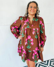 Load image into Gallery viewer, Brown Floral Print Dress
