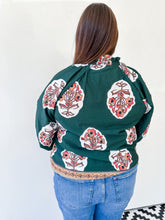 Load image into Gallery viewer, Forest Green Block Print Top