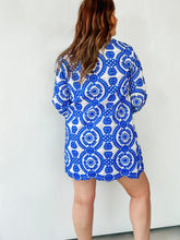 Load image into Gallery viewer, Blue &amp; White Embroidered Dress