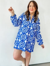 Load image into Gallery viewer, Blue &amp; White Embroidered Dress