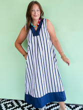 Load image into Gallery viewer, Purple/Navy Stripe Midi Dress