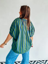 Load image into Gallery viewer, Green &amp; Blue Striped Top