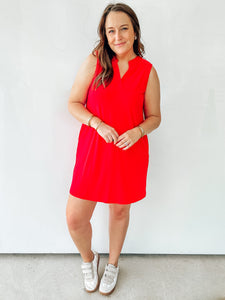 Wrinkle Free Sleeveless Shift Dress