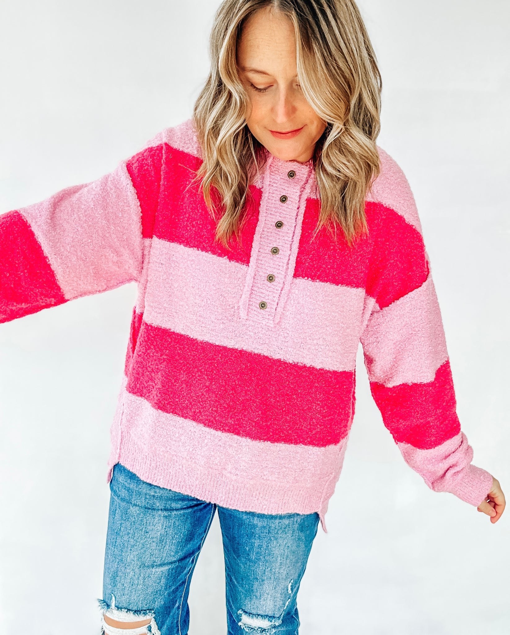 Pink button down outlet sweater