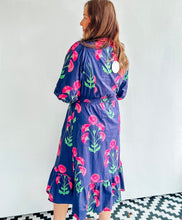 Load image into Gallery viewer, Navy &amp; Pink Floral Midi
