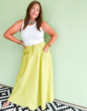 Load image into Gallery viewer, Green Linen Maxi Skirt