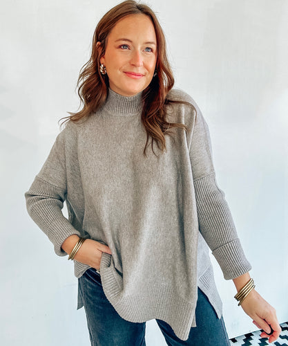 Grey Mock Neck Sweater